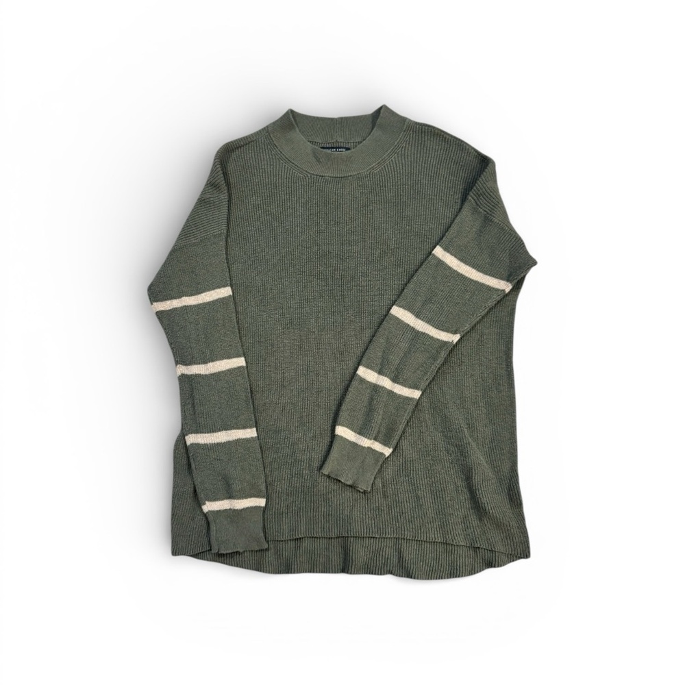 American Eagle Outfitters Green Sweater with Cream Stripes